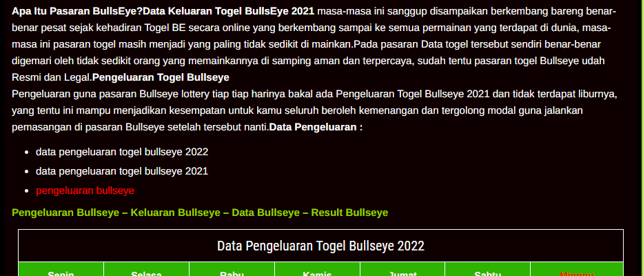 data pengeluaran bullseye